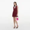 Burgundy Crepe Lace Collar Mini Dress