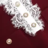 Burgundy Crepe Lace Collar Mini Dress