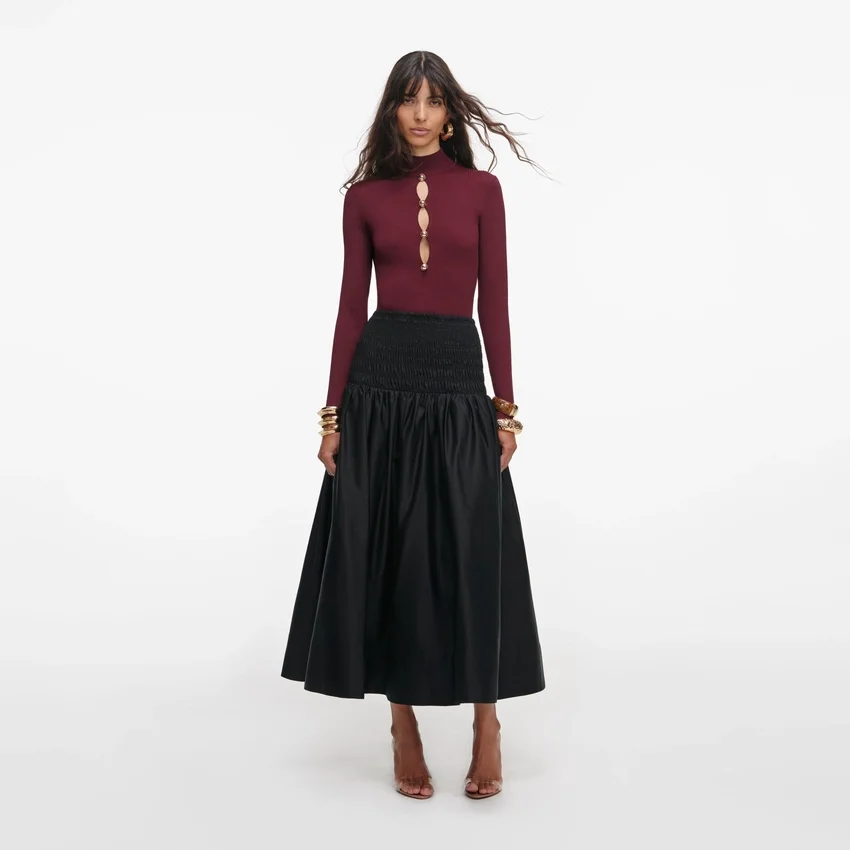 Black Cotton Midi Skirt Black Cotton Midi Skirt
