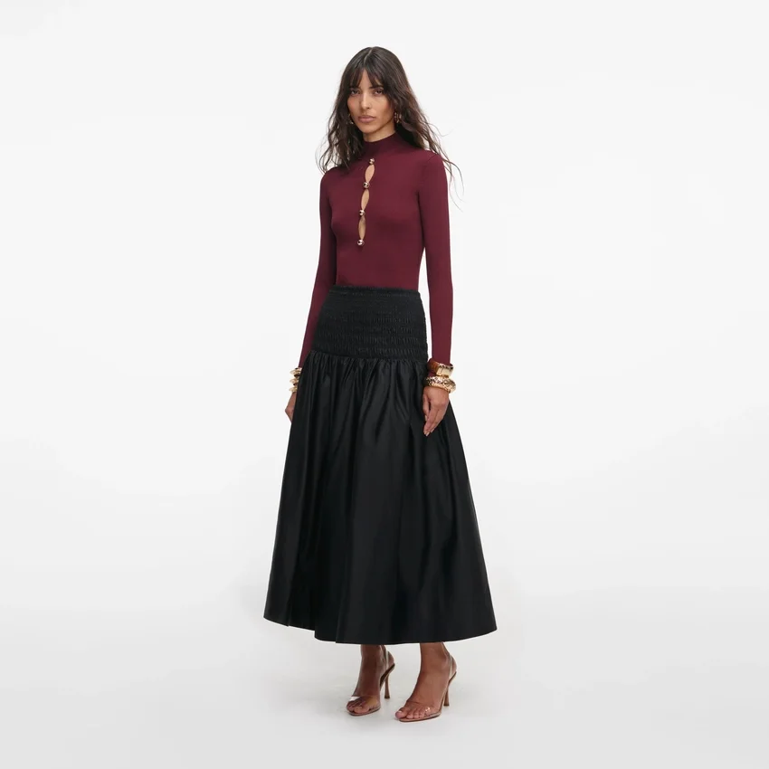 Black Cotton Midi Skirt Black Cotton Midi Skirt