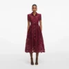 Burgundy Lace Collared Midi Dress Burgundy Lace Collared Midi Dress