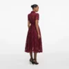 Burgundy Lace Collared Midi Dress Burgundy Lace Collared Midi Dress