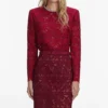 Burgundy Lace Crystal Top
