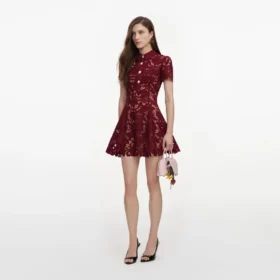 Burgundy Lace Mini Dress