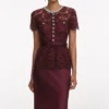 Burgundy Lace Satin Maxi Dress