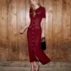 Burgundy Pearl Knit Midi Dress