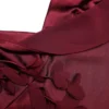 Burgundy Satin Flower Midi Dress