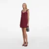 Burgundy Satin Flower Mini Dress