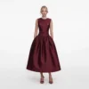Burgundy Taffeta Midi Dress