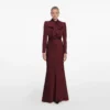 Burgundy Tie Neck Satin Maxi Dress