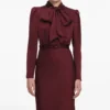 Burgundy Tie Neck Satin Maxi Dress