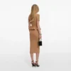 Camel Knit Peplum Midi Dress