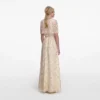 Champagne Floral Embellished Maxi Dress