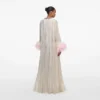 Champagne Metallic Ombre Feather Maxi Dress Champagne Metallic Ombre Feather Maxi Dress