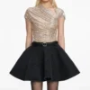 Champagne Rhinestone Drape Top