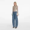Champagne Rhinestone Feather Top