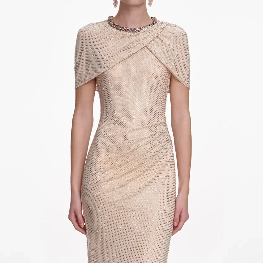 Champagne Rhinestone Maxi Dress Champagne Rhinestone Maxi Dress