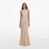 Champagne Rhinestone Racer Back Maxi Dress Champagne Rhinestone Racer Back Maxi Dress