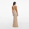 Champagne Rhinestone Racer Back Maxi Dress Champagne Rhinestone Racer Back Maxi Dress