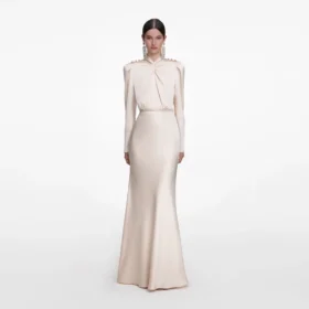 Champagne Satin Maxi Dress