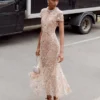Champagne Sequin Embroidered Midi Dress Champagne Sequin Embroidered Midi Dress