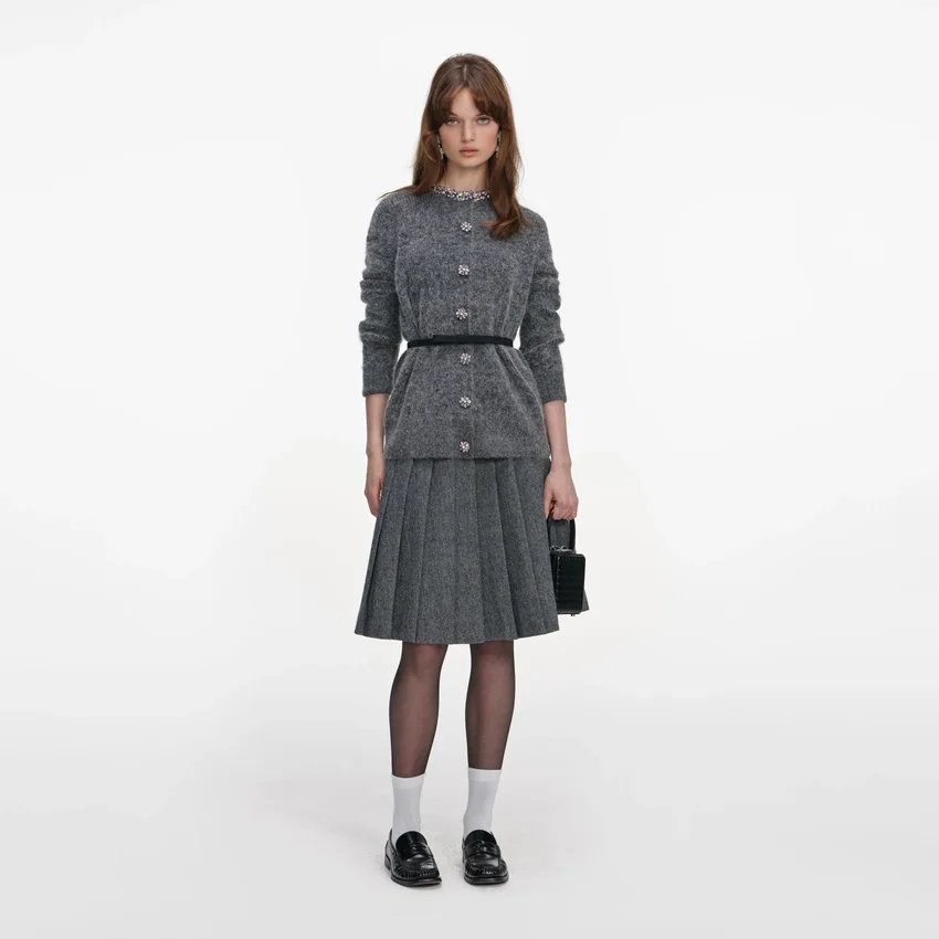 Charcoal Crystal Trim Cardigan Charcoal Crystal Trim Cardigan