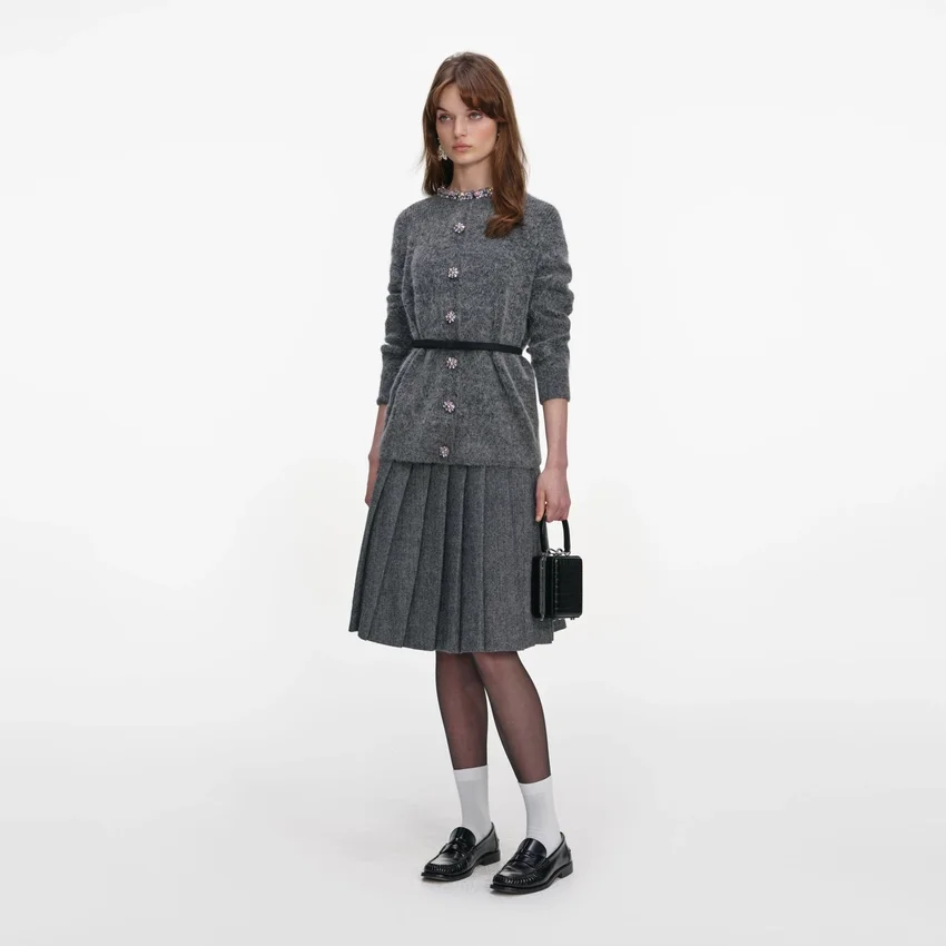 Charcoal Crystal Trim Cardigan Charcoal Crystal Trim Cardigan