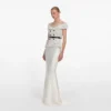 Check Boucle Satin Maxi Dress Check Boucle Satin Maxi Dress
