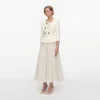 Cream 3D Flower Polka Dot Chiffon Midi Dress Cream 3D Flower Polka Dot Chiffon Midi Dress