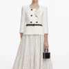 Cream 3D Flower Polka Dot Midi Dress Cream 3D Flower Polka Dot Midi Dress