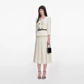 Cream 3D Flower Tailored Midi Dress