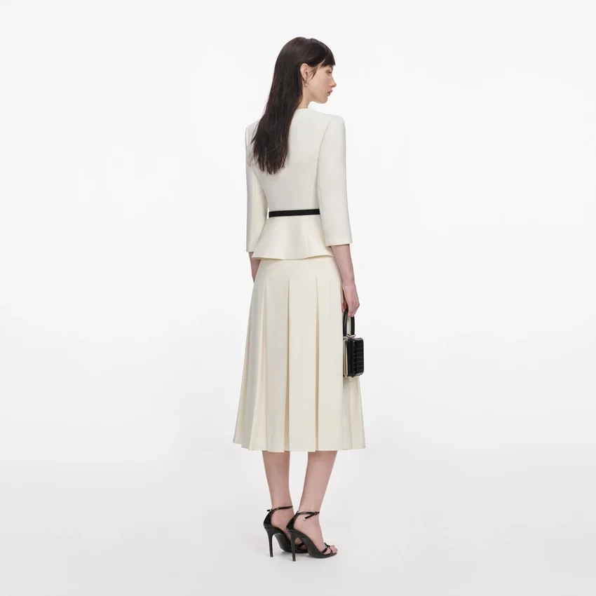 Cream 3D Flower Tailored Midi Dress Cream 3D Flower Tailored Midi Dress