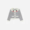 Cream And Navy Striped Knitted Cardigan