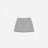 Cream And Navy Striped Knitted Skirt
