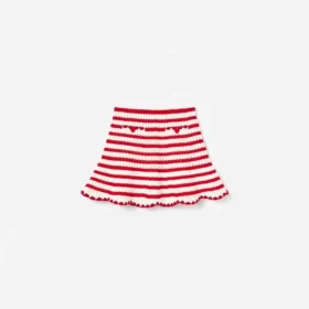 Cream And Red Stripe Knitted Skirt