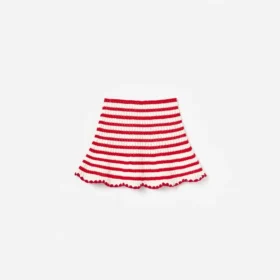 Cream And Red Stripe Knitted Skirt