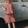 Cream And Red Stripe Knitted Skirt