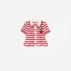 Cream And Red Stripe Knitted Top