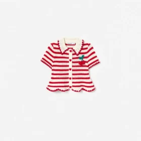 Cream And Red Stripe Knitted Top