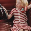 Cream And Red Stripe Knitted Top