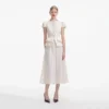 Cream Boucle Bow Detail Midi Dress