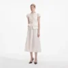 Cream Boucle Bow Detail Midi Dress