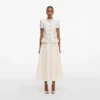 Cream Boucle Collared Midi Dress