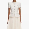 Cream Boucle Collared Midi Dress