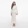 Cream Boucle Flower Lace Midi Dress