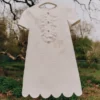Cream Boucle Lace Bib Dress