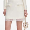 Cream Boucle Lace Mini Skirt