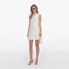 Cream Boucle Lace Trim Mini Dress Cream Boucle Lace Trim Mini Dress