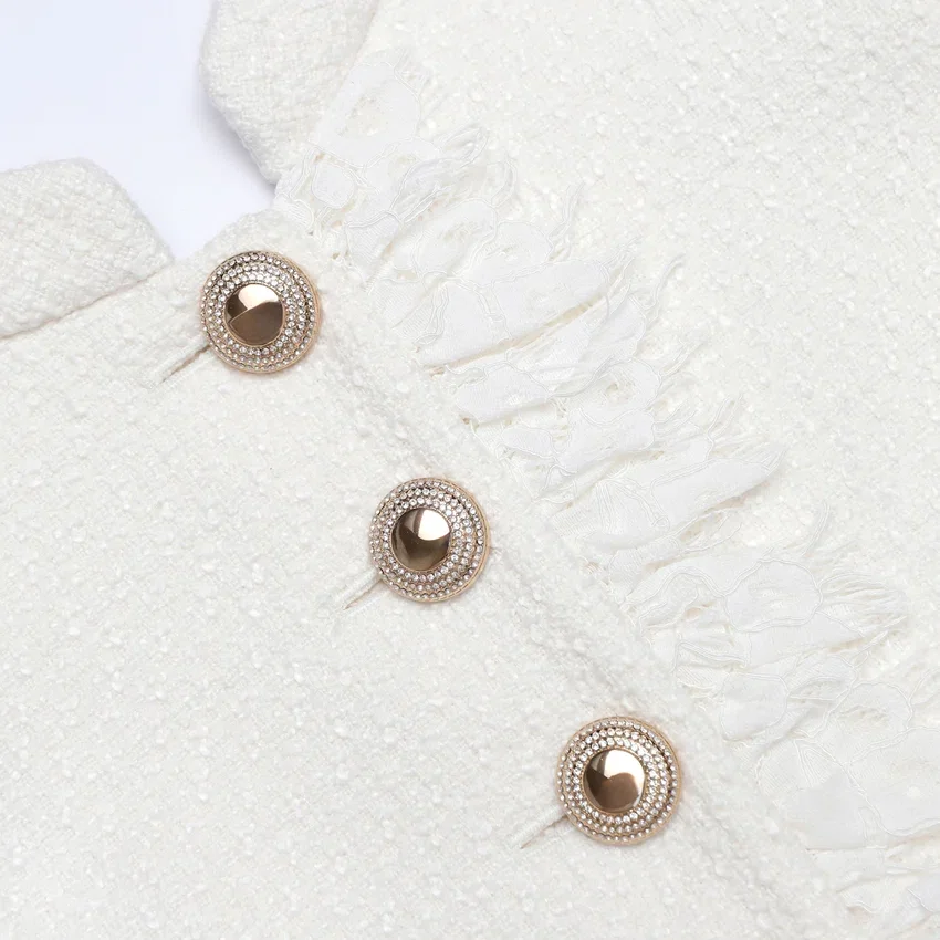 Cream Boucle Lace Trim Mini Dress Cream Boucle Lace Trim Mini Dress
