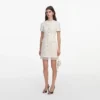 Cream Boucle Lace Trim Tailored Mini Dress Cream Boucle Lace Trim Tailored Mini Dress